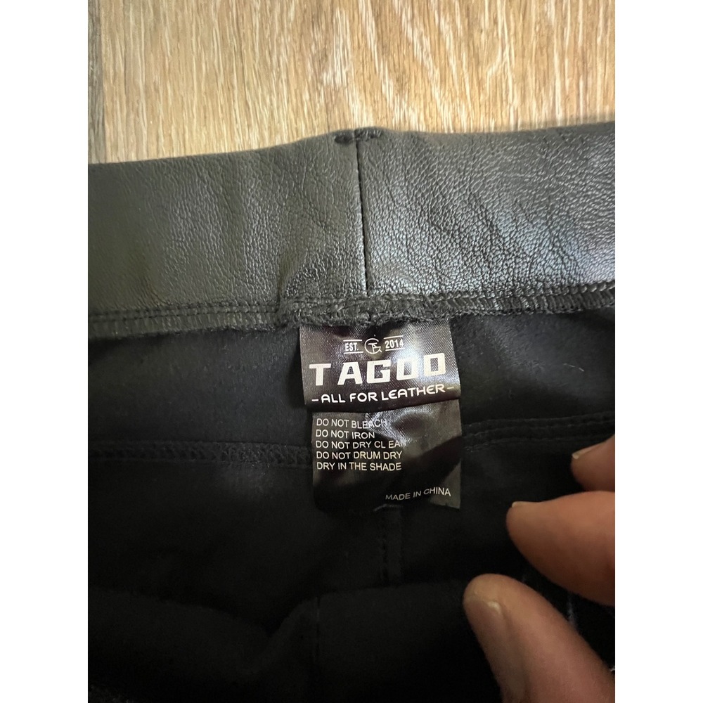 Tagoo Faux Leather Pants Women Large Black High Waisted Stretch Leggings Skinny - Picture 3 of 10